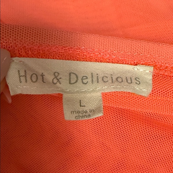 Hot & Delicious Neon Coral Ruched Two-Piece Set | Long Sleeve Crop Top &  Skirt - Picture 11 of 12